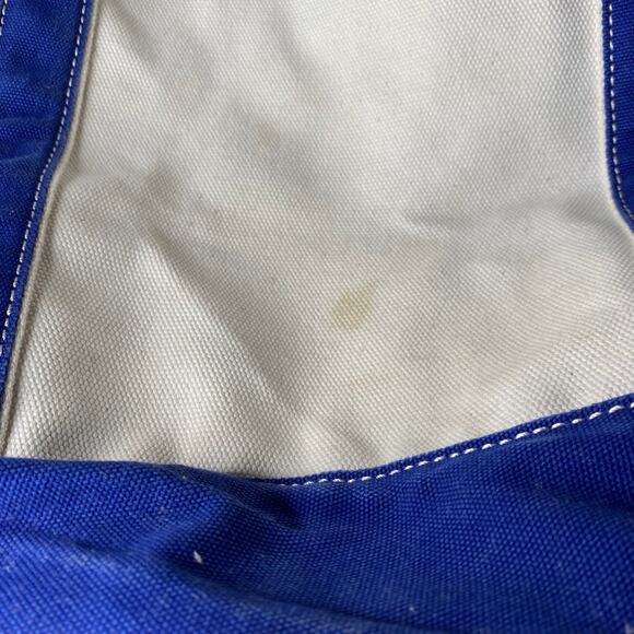 HUGE Lands End White Tote Blue Trim Multiple Pockets “Madison” - Picture 5 of 10